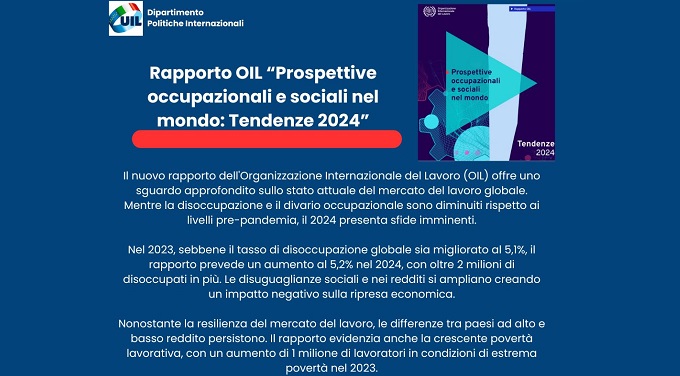 Rapporto OIL Prospettive occupazionali e sociali nel mondo: tendenze 2024